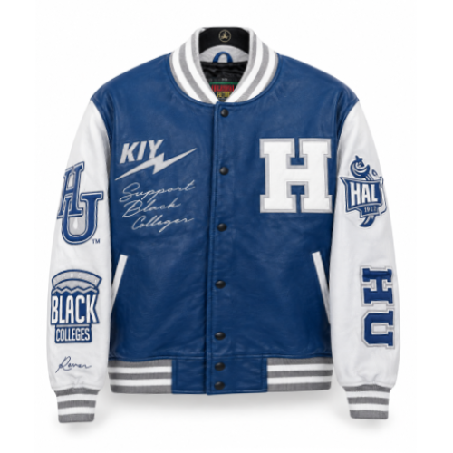 Kool Kiy Hampton Blue Leather Varsity Jacket Kool Kiy Hampton Blue Leather Varsity Jacket